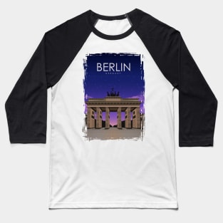 Berlin Germany Monument Vintage Travel Poster at Night Baseball T-Shirt